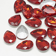 Pointed Back Glass Rhinestone Cabochons, Back Plated, Faceted, teardrop, Light Siam, 25x18x8mm(RGLA-T081-18x25mm-07)