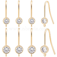 16Pcs 2 Size Brass Micro Clear Cubic Zirconia Earring Hooks, with Horizontal Loops, Real 18K Gold Plated, 13~16x5mm, Hole: 1mm, Pin: 0.6~0.7mm, 8Pcs/size(KK-BBC0007-35)