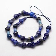 Natural Lapis Lazuli 3-Hole Guru Bead Strands, for Buddhist Jewelry Making, T-Drilled Beads, Dyed, Blue, 18mm, Hole: 2~3mm, 2pcs/set, 10sets/strand, 7.1 inch(G-K148-06)