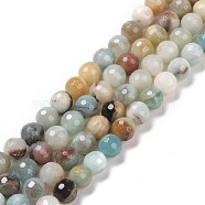 Natural Flower Amazonite Beads Strands, Faceted(128 Facets), Round, 8mm, Hole: 1.2mm, about 48pcs/strand, 14.96''(38cm)(G-E571-26B)