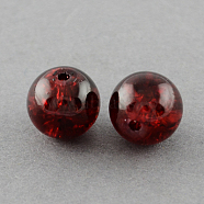 Crackle Glass Beads Strands, Round, Dark Red, 4mm, Hole: 1.1~1.3mm, about 200pcs/strand, 31.4 inch(CCG-Q001-4mm-18)