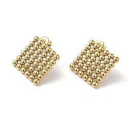 304 Stainless Steel Stud Earrings, Rhombus, Real 18K Gold Plated, 23x24mm(EJEW-Z026-01G)