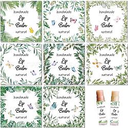 10 Sheets Paper Lip Balm Adhesive Label Stickers, Leaf, 50x50mm, 8 styles/sheet(STIC-WH0026-015)