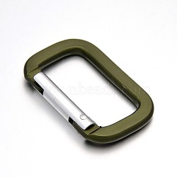 Square Aluminum Rock Climbing Carabiners, Key Clasps, Dark Olive Green, 53x34x7mm(X-KEYC-O009-05C)