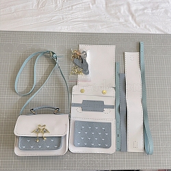 DIY Imitation Leather Flamingo Buckle Crossbody Lady Bag Making Kits, Handmade Shoulder Bags Sets for Beginners, Sky Blue, Finish Product: 17x25x7cm(PW-WG40888-07)