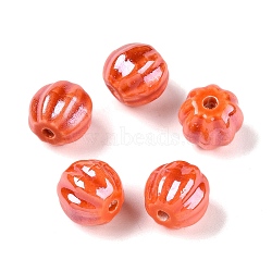 Handmade Pearlized Porcelain Beads, Pearlized, Pumpkin, Tomato, 13x12mm, Hole: 2mm(PORC-G010-01H)