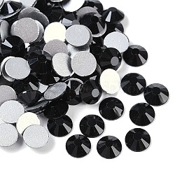 Glass Flat Back Rhinestone, Grade A, Back Plated, Faceted, Half Round, Jet, 6.3~6.5mm, about 288pcs/bag(RGLA-C002-SS30-280)