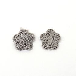 Handmade Wool Yarn Knitting Ornament Accessories, for DIY Craft Making, Flower, Dark Gray, 15x3mm(DIY-WH0187-01C)