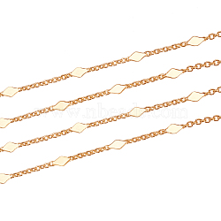 3.28 Feet Brass Link Chains, Cable Chains, Soldered, Rhombus, Real 18K Gold Plated, 1.5x1x0.3mm(X-CHC-T007-01G)