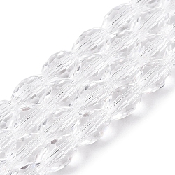 Transparent Glass Beads Strands, Faceted, Oval, Clear, 8x5.5mm, Hole: 1mm, about 70pcs/strand, 22.2~22.64''(55.5~57.5cm)(EGLA-A037-T6x8mm-D01)