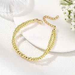 Rack Plating Brass Beaded Double Layers Bracelets for Women, Round, Real 18K Gold Plated, 7.48 inch(19cm)(BJEW-JB14138)