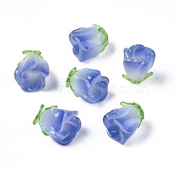 Plastic Beads, Flower, Royal Blue, 15x14x14mm, Hole: 1.2mm(KY-N015-036D)
