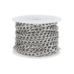 304 Stainless Steel Curb Chains, Unwelded, with Spool, Stainless Steel Color, 6mm, 5m/roll(CHS-CJ0001-14P)