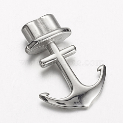 304 Stainless Steel Anchor Hook Clasps, For Leather Cord Bracelets Making, Stainless Steel Color, 33.5x24x8.5mm, Hole: 5x10mm(STAS-E133-103P)