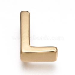 Brass Charms, Long-Lasting Plated, Real 18K Gold Plated, Letter.L, L: 8.5x6x3mm, Hole: 1.6mm(X-ZIRC-I037-01L-G)