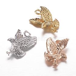 Long-Lasting Plated Brass Charms, Eagle, Cadmium Free & Lead Free, Mixed Color, 15x11x5mm, Hole: 1.5mm(KK-P060-08-RS)
