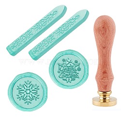 CRASPIRE DIY Scrapbook Making Kits, Including 1Pc Beech Wood Handle, 2Pcs 2 Patterns Brass Wax Seal Stamp Head, 2Pcs Sealing Wax Sticks, Mixed Patterns, 2.5x1.4cm(AJEW-CP0004-31)