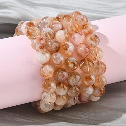 Natural Citrine Round Beads Stretch Bracelets for Women, Beads: 9.8~10.8mm, Inner Diameter: 1.89~2.01 inch(4.8~5.1cm)(BJEW-Z158-03B-02)