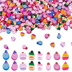 320Pcs 8 Styles Handmade Polymer Clay Beads, Food, Cake & Candy & Ice Cream, Mixed Color, 40pcs/style(CLAY-SZ0001-81)