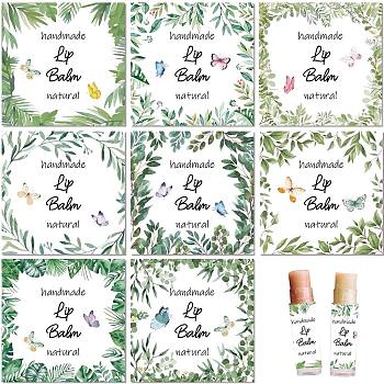 10 Sheets Paper Lip Balm Adhesive Label Stickers, Leaf, 50x50mm, 8 styles/sheet