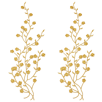 Cotton Embroidery Ornament Accessories, Appliques, Flower, Gold, 450~470x1mm