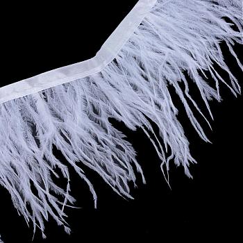 Fashion Ostrich Feather Cloth Strand Costume Accessories, White, 80~100mm, about 10yards/bag