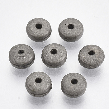 CCB Plastic Spacer Beads, Flat Round, Plated Tin Color, 6x3mm, Hole: 1.5mm, about 6500pcs/500g