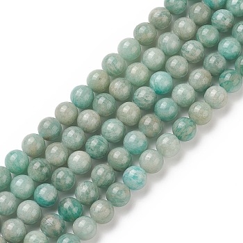 Natural Amazonite Beads Strands, Round, Grade AB, 8mm, Hole: 1mm, about 45pcs/strand, 15.16''(38.5cm)