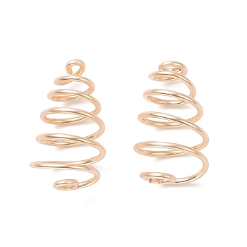 Brass Wire Pendants, Spiral Bead Cage Pendants, Light Gold, 21x6~12.5mm, Hole: 10.5mm