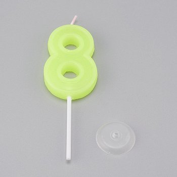 Paraffin Candles, Number Shaped Smokeless Candles, with Holder, Decorations for Wedding, Birthday Party, Random Single Color or Random Mixed Color, Num.8, 8: 92.5x29.5x7mm, Hole: 2.5mm