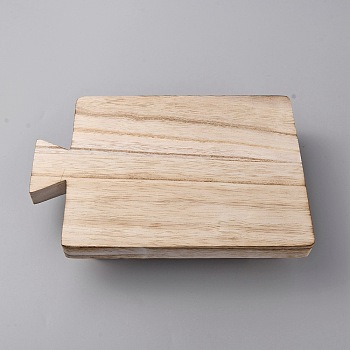 Candlenut Wood Holder for Planter Pots, Serving Tray, Rectangle, BurlyWood, 220x150x50mm