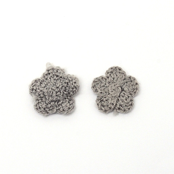 Handmade Wool Yarn Knitting Ornament Accessories, for DIY Craft Making, Flower, Dark Gray, 15x3mm