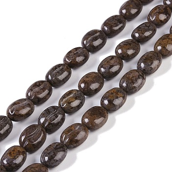 Natural Red Snowflake Obsidian Beads Strands, Coffee Bean, 10.5x13.5x7.5mm, Hole: 1mm, about 30pcs/strand, 14.76''(37.5cm)