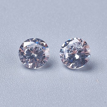 Cubic Zirconia Pointed Back Cabochons, Diamond, Faceted, Clear, 5x3mm