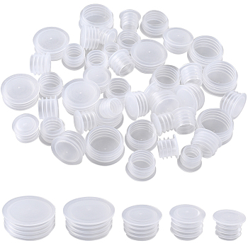 50Pcs 5 Style Plastic Bottle Stoppers, for Wine Bottle, Column, White, 14.5~24.5x10~11mm, Inner Diameter: 9.5~19mm, 10pcs/style