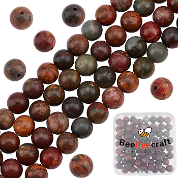 Beebeecraft 2 Strands Natural Polychrome Jasper/Picasso Stone/Picasso Jasper Bead Strands, Round, 8mm, Hole: 1mm, about 49pcs/strand, 15''(38.1cm)