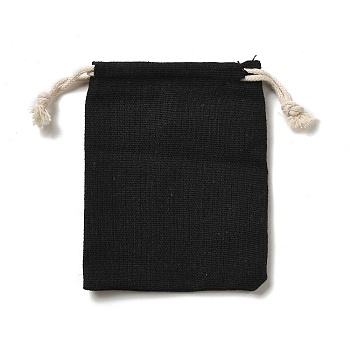 Rectangle Cloth Packing Pouches, Drawstring Bags, Black, 11.8x8.75x0.55cm