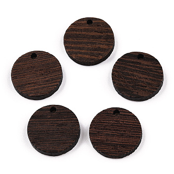 Natural Wenge Wood Pendants, Undyed, Flat Round Charms, Coconut Brown, 19x3.5mm, Hole: 1.8mm
