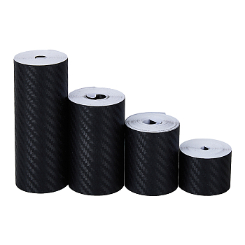 4 Rolls 4 Style Carbon Fiber Waterproof Self Adhesive Car Stickers, Black, 30~100x0.2mm, 1 roll/style