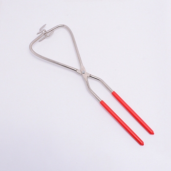 Stainless Steel Crucible Tongs, Serrated Tips, Stainless Steel Color, 32.7x10.1x2.9cm
