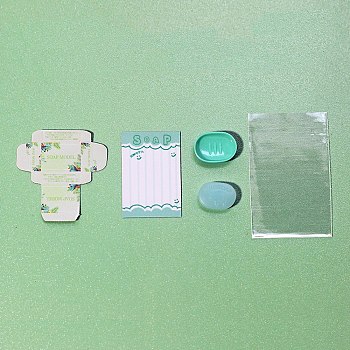 Miniature DIY Soap Packing Kits, Micro Dollhouse Ornaments, Simulation Prop Decorations, Aquamarine, 10~49x14~31x4mm, 5pcs/set