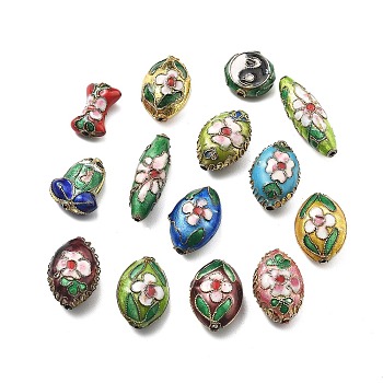 Handmade Cloisonne Beads, Mixed Color, Mixed Shapes, 10~26x13~19x5~9mm, Hole: 1.2~1.4mm