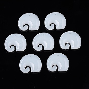 Imitation Jade Glass Pendants, Elephant, White, 16x18.5x4.5mm, Hole: 1.2~1.4mm
