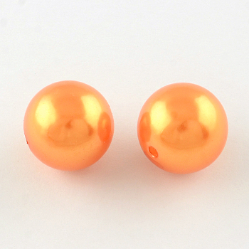 Round ABS Plastic Imitation Pearl Beads, Dark Orange, 20mm, Hole: 2mm, about 120pcs/500g