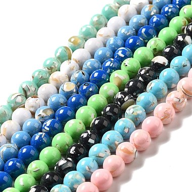 Mixed Color Round Synthetic Turquoise Beads