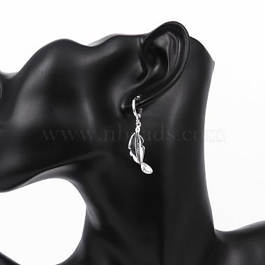 Beautiful Design Silver Color Plated Brass Leaf Dangle Earrings(EJEW-BB00702)-5