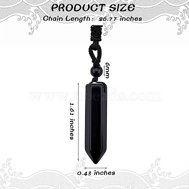 Natural Obsidian Bullet Pendant Necklace(JN1043C)-3