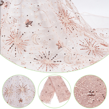 Star Moon Pattern Embroidered Polyester Mesh Fabrics(DIY-WH0430-384B)-5