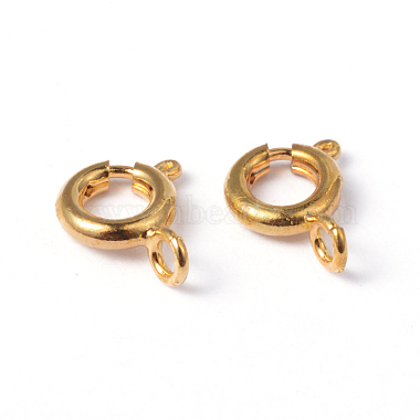 Golden Tone Jewelry Components Brass Spring Ring Clasps(X-EC095-G)-3
