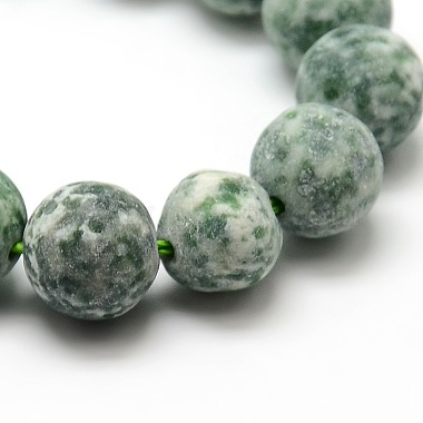 Frosted Natural Green Spot Jasper Round Bead Strands(G-M064-10mm-10)-2